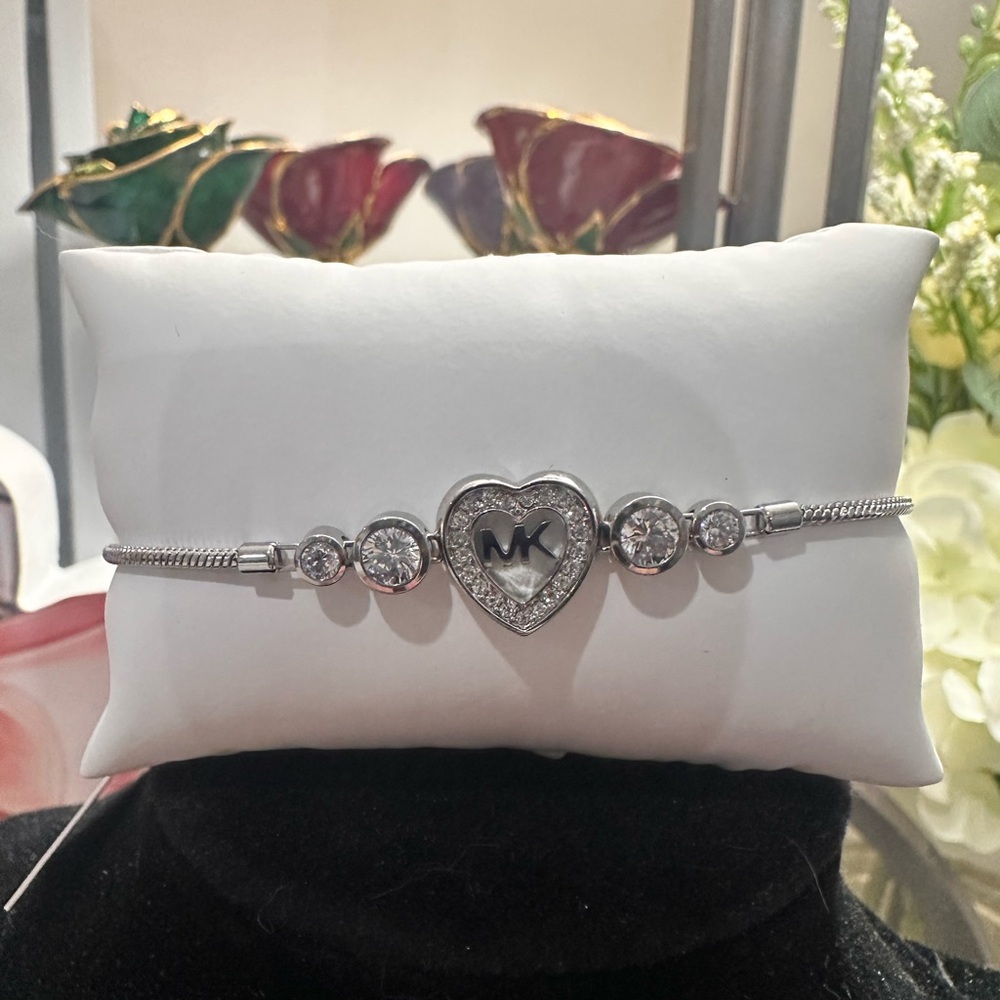 Michael Kors Silver Heart Bracelet with Crystals